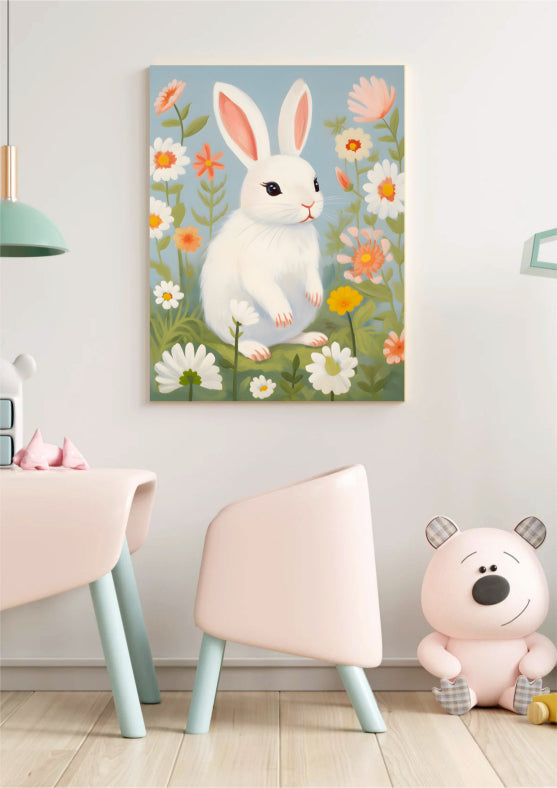 Tablou canvas pentru camera copiilor, cu un iepuraș - 70 cm x 90 cm