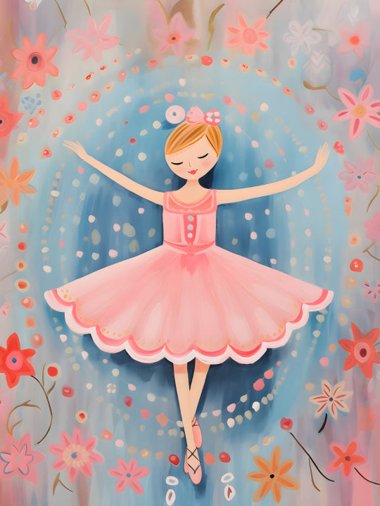 Kids - Little ballerina folk art 1