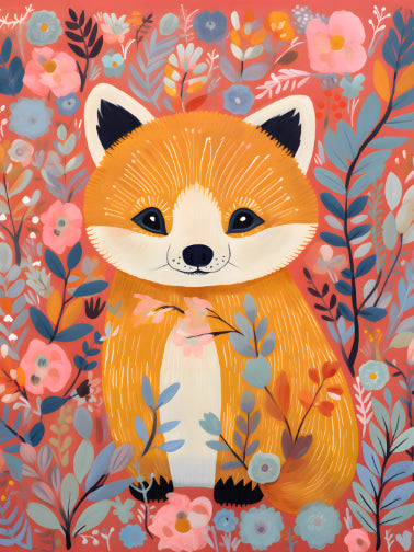 Kids - Red panda folk art 2