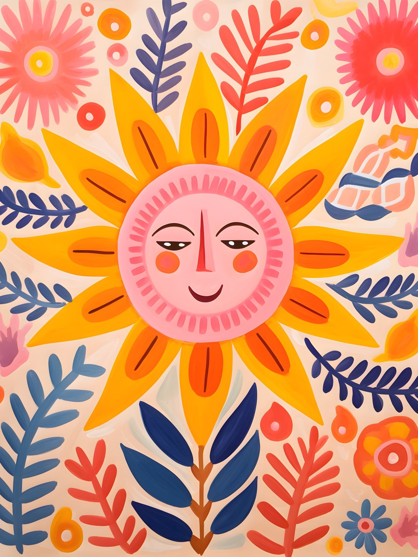 Kids - Sun folk art 5