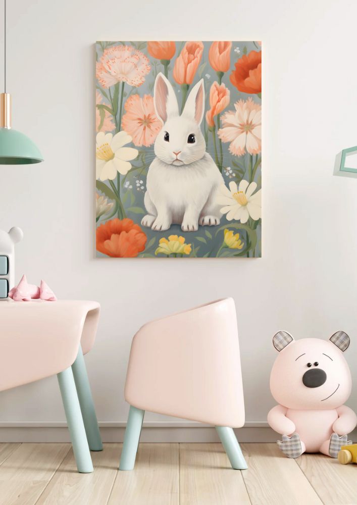 Tablou canvas pentru camera copiilor, cu un iepuraș - 70 cm x 90 cm