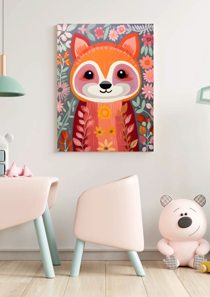 Tablou canvas pentru camera copiilor, cu un panda roșu - 70 cm x 90 cm
