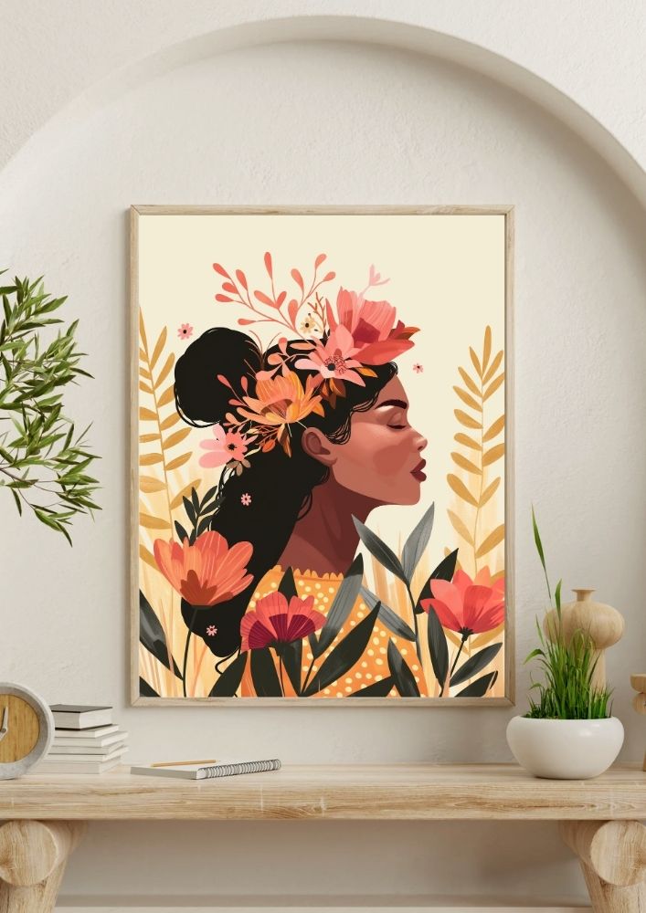 Tablou canvas în stil boho, feminin - 70 cm x 90 cm
